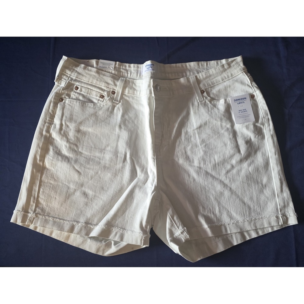 Denizen Levis Women's White Mid-Rise Shorts Super Stretch 5-inch Size 18 NWT‎
